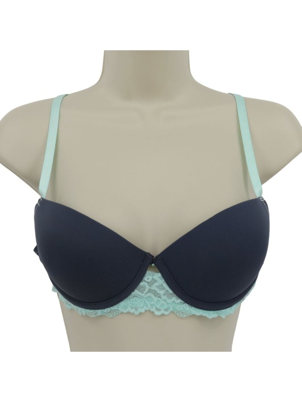 B Intimates 36B Push Up Bra Blue Gray Floral Flower Lace Padded Underwire Women